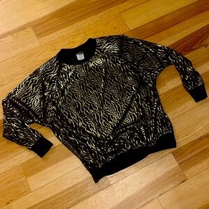 Vintage Animal Print Blouse with Gold Lame